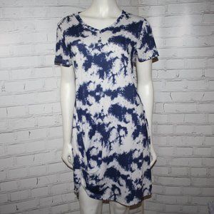 🌊 SHEIN Tie-Dye Midi Dress · White & Blue · Size Curve 1X